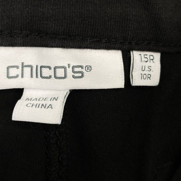 Chicos Cotton Stretch Wide Leg Pants Womens Size 10 Medium Black - Picture 9 of 9